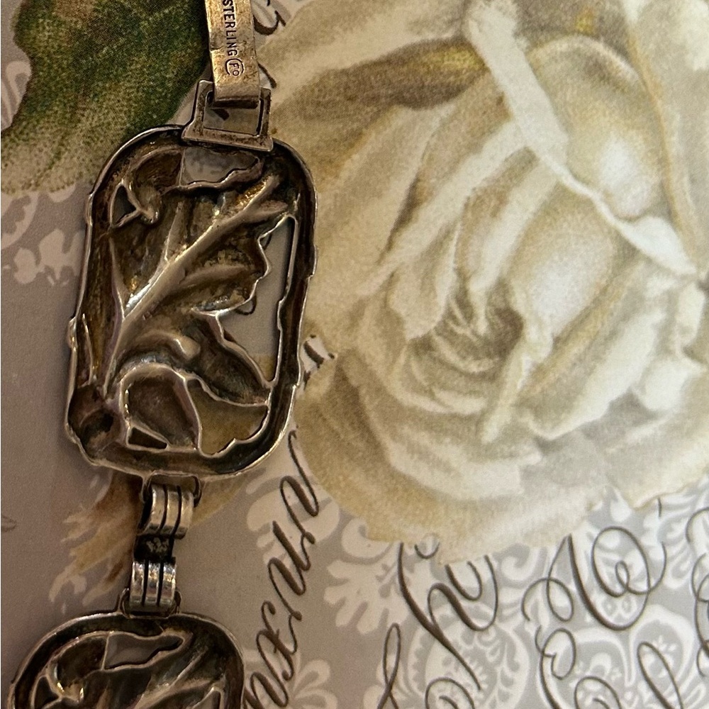 Stunning vintage  DANECRAFT STERLING acorn panel bracelet - Picture 7 of 7